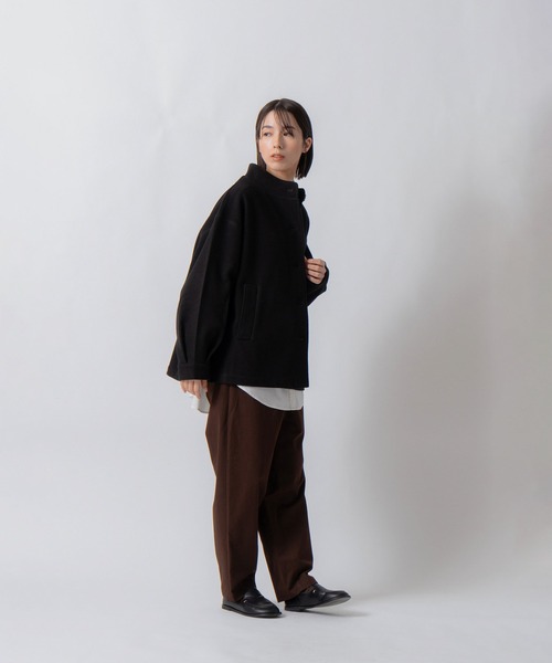 Kelen(ケレン)の「「KELEN / ケレン」モックネックAラインミドルジャケット(その他アウター・レディース・ブラック/ライトグレー/ブラウン・S/M)」の14枚目の写真