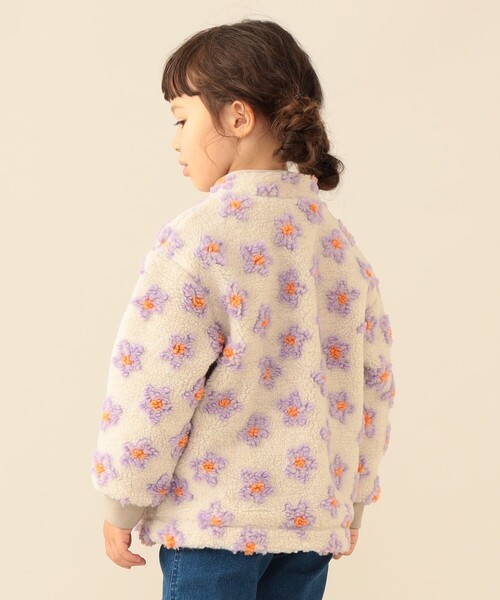 BEAMS mini(ビームスミニ)の「ジャカード ボア ブルゾン 2026FW(90~140cm)人気 プチプラ 花柄 ハート柄 冬アウター 通園 通学(ブルゾン・キッズ・サックスブルー/ネイビー/ホワイト系その他5・90/100/110/120/130/140)」の6枚目の写真