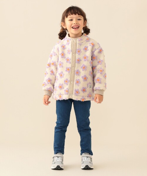 BEAMS mini(ビームスミニ)の「ジャカード ボア ブルゾン 2026FW(90~140cm)人気 プチプラ 花柄 ハート柄 冬アウター 通園 通学(ブルゾン・キッズ・サックスブルー/ネイビー/ホワイト系その他5・90/100/110/120/130/140)」の7枚目の写真