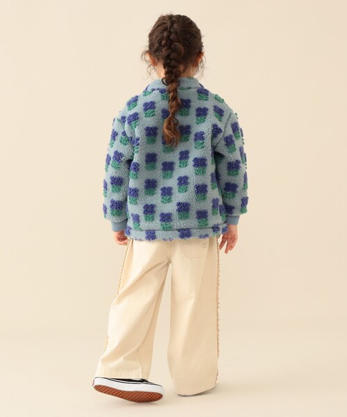 BEAMS mini(ビームスミニ)の「ジャカード ボア ブルゾン 2026FW(90~140cm)人気 プチプラ 花柄 ハート柄 冬アウター 通園 通学(ブルゾン・キッズ・サックスブルー/ネイビー/ホワイト系その他5・90/100/110/120/130/140)」の9枚目の写真