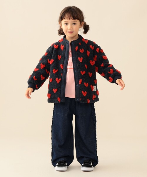 BEAMS mini(ビームスミニ)の「ジャカード ボア ブルゾン 2026FW(90~140cm)人気 プチプラ 花柄 ハート柄 冬アウター 通園 通学(ブルゾン・キッズ・サックスブルー/ネイビー/ホワイト系その他5・90/100/110/120/130/140)」の12枚目の写真