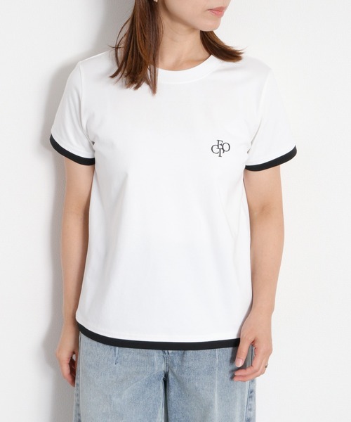 cepo(セポ)の「〈接触冷感 ICE TEE〉配色コンパクトTee(Tシャツ/カットソー・レディース・オフホワイト/ブラウン/ブラック・M)」の2枚目の写真