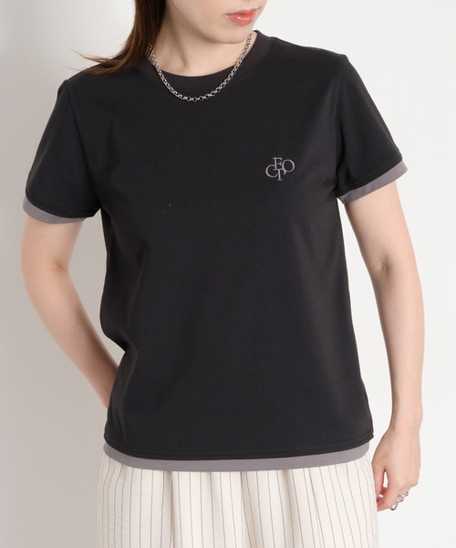 cepo(セポ)の「〈接触冷感 ICE TEE〉配色コンパクトTee(Tシャツ/カットソー・レディース・オフホワイト/ブラウン/ブラック・M)」の3枚目の写真