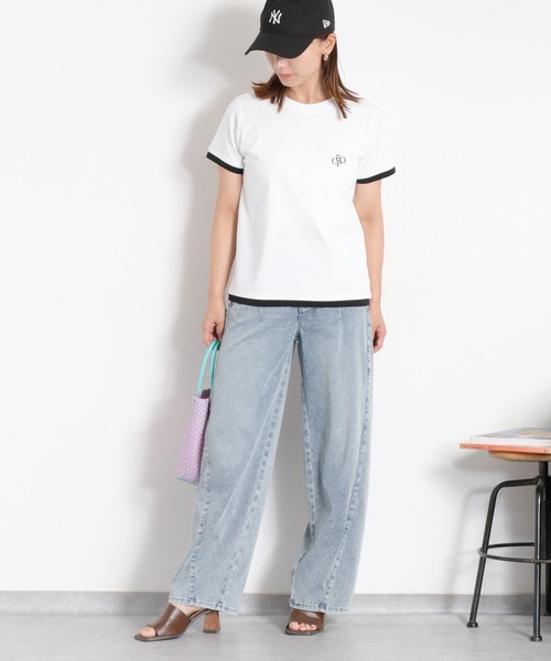cepo(セポ)の「〈接触冷感 ICE TEE〉配色コンパクトTee(Tシャツ/カットソー・レディース・オフホワイト/ブラウン/ブラック・M)」の12枚目の写真