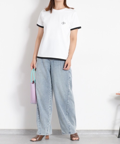 cepo(セポ)の「〈接触冷感 ICE TEE〉配色コンパクトTee(Tシャツ/カットソー・レディース・オフホワイト/ブラウン/ブラック・M)」の10枚目の写真