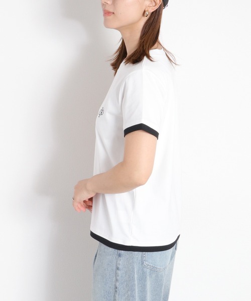 cepo(セポ)の「〈接触冷感 ICE TEE〉配色コンパクトTee(Tシャツ/カットソー・レディース・オフホワイト/ブラウン/ブラック・M)」の17枚目の写真