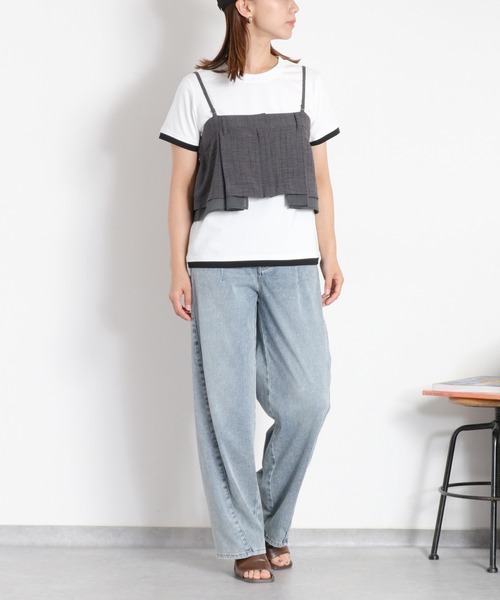 cepo(セポ)の「〈接触冷感 ICE TEE〉配色コンパクトTee(Tシャツ/カットソー・レディース・オフホワイト/ブラウン/ブラック・M)」の13枚目の写真