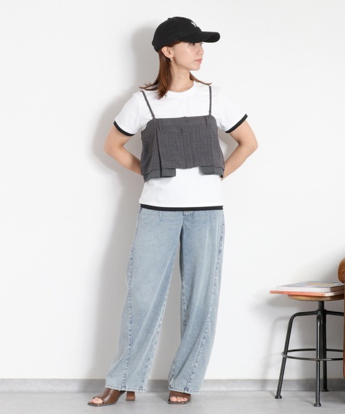 cepo(セポ)の「〈接触冷感 ICE TEE〉配色コンパクトTee(Tシャツ/カットソー・レディース・オフホワイト/ブラウン/ブラック・M)」の14枚目の写真