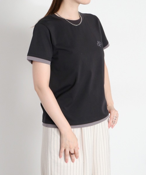 cepo(セポ)の「〈接触冷感 ICE TEE〉配色コンパクトTee(Tシャツ/カットソー・レディース・オフホワイト/ブラウン/ブラック・M)」の5枚目の写真