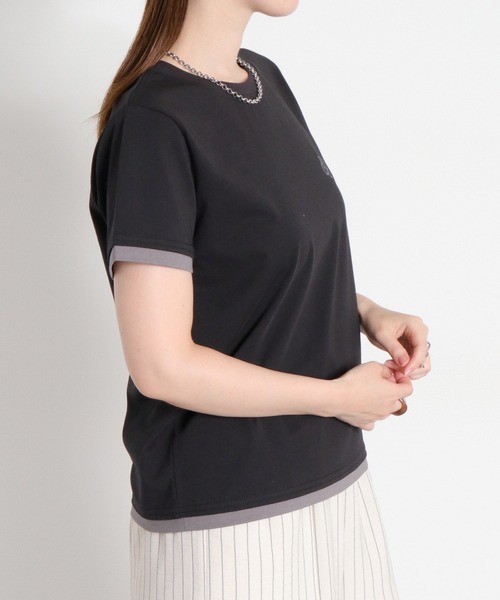 cepo(セポ)の「〈接触冷感 ICE TEE〉配色コンパクトTee(Tシャツ/カットソー・レディース・オフホワイト/ブラウン/ブラック・M)」の4枚目の写真