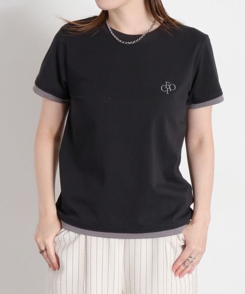 cepo(セポ)の「〈接触冷感 ICE TEE〉配色コンパクトTee(Tシャツ/カットソー・レディース・オフホワイト/ブラウン/ブラック・M)」の6枚目の写真