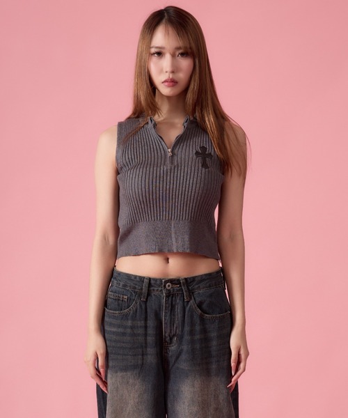 mindseeker girls(マインドシーカーガールズ)の「Cross Summer Knit Vest / クロスサマーニットベスト(ベスト・レディース・グレー/ブラック・FREE)」の18枚目の写真
