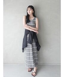 LAGUNAMOON | チェックIラインニットワンピース 【夏服】(ワンピース)