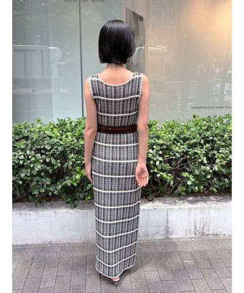 LAGUNAMOON(ラグナムーン)の「チェックIラインニットワンピース 【夏服】(ワンピース・レディース・ブラウン/ブラック・MEDIUM/SMALL)」の15枚目の写真