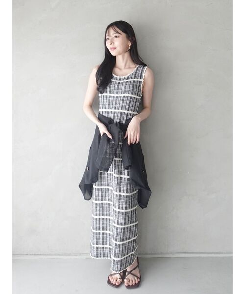 LAGUNAMOON(ラグナムーン)の「チェックIラインニットワンピース 【夏服】(ワンピース・レディース・ブラウン/ブラック・MEDIUM/SMALL)」の19枚目の写真