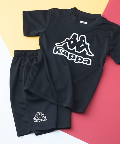 Kappa(カッパ)の「【Kappa/カッパ】【薄手で吸汗速乾性に優れたドライTシャツ】キッズ Tシャツ ハーフパンツ 上下セット 運動着 普段着 外遊び トレーニング セットアップ ユニセックス(Tシャツ/カットソー・キッズ・ブラック系その他・140cm)」の1枚目の写真