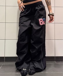 レトロナンバーワイドレッグカジュアルパンツ