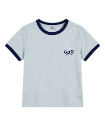 チェリーシシプリントリング半袖Tシャツメランジブルー