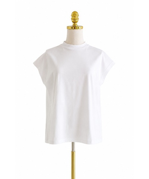 M y u(ミュー)の「美シルエットモックネックT(Tシャツ/カットソー・レディース・ホワイト/ブルー・MEDIUM/LARGE)」の5枚目の写真