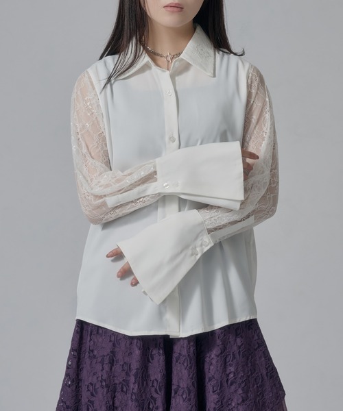 Loose sleeve ribbed ticking shirt — рубашка с рифлеными рукавами