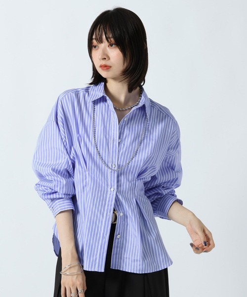 PAGEBOY(ページボーイ)の「ウエストタックベルトシャツ(シャツ/ブラウス・レディース・ブラック/オフホワイト/ブルー・FREE)」の20枚目の写真