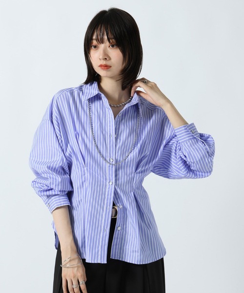 PAGEBOY(ページボーイ)の「ウエストタックベルトシャツ(シャツ/ブラウス・レディース・ブラック/オフホワイト/ブルー・FREE)」の21枚目の写真
