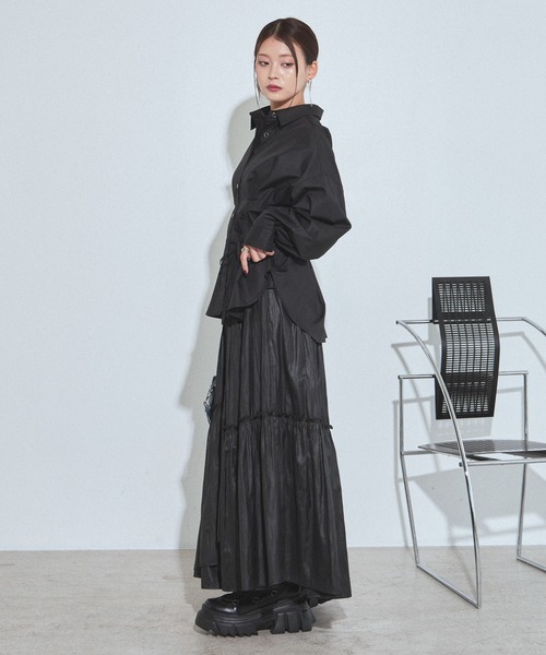 PAGEBOY(ページボーイ)の「ウエストタックベルトシャツ(シャツ/ブラウス・レディース・ブラック/オフホワイト/ブルー・FREE)」の18枚目の写真