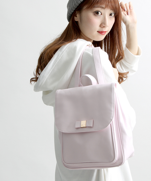 WEGO(ウィゴー)の「WEGO/リボンフラップリュック(バックパック/リュック・レディース・ブラック/ライトピンク/ライトパープル/その他1/ホワイト/ライトグリーン・FREE)」の5枚目の写真