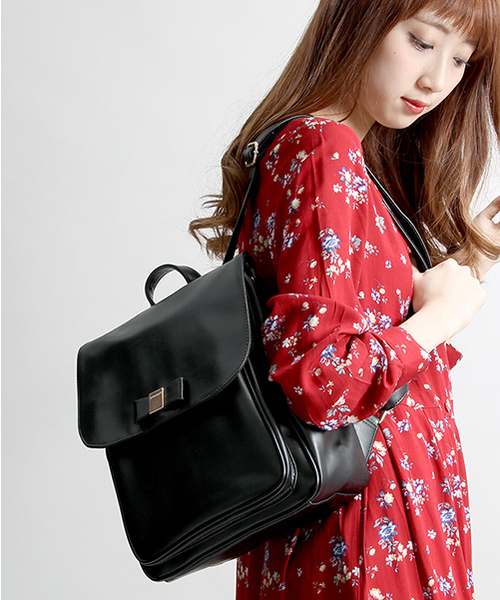 WEGO(ウィゴー)の「WEGO/リボンフラップリュック(バックパック/リュック・レディース・ブラック/ライトピンク/ライトパープル/その他1/ホワイト/ライトグリーン・FREE)」の2枚目の写真