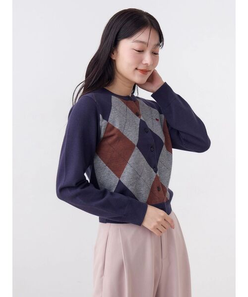 POLO BCS(ポロ ビーシーエス)の「【POLOBCS】アーガイルニットカーデ(カーディガン/ボレロ・レディース・キャメル/オフホワイト/ネイビー・MEDIUM)」の12枚目の写真