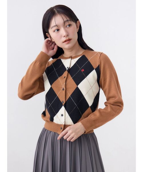 POLO BCS(ポロ ビーシーエス)の「【POLOBCS】アーガイルニットカーデ(カーディガン/ボレロ・レディース・キャメル/オフホワイト/ネイビー・MEDIUM)」の16枚目の写真