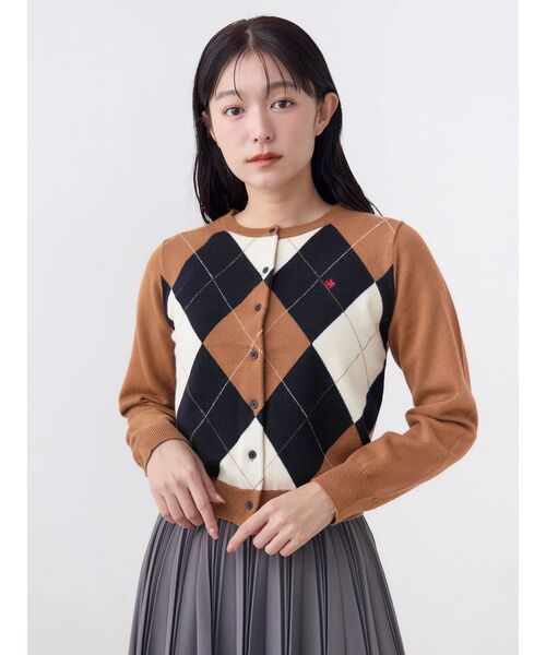 POLO BCS(ポロ ビーシーエス)の「【POLOBCS】アーガイルニットカーデ(カーディガン/ボレロ・レディース・キャメル/オフホワイト/ネイビー・MEDIUM)」の17枚目の写真