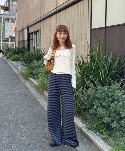 CIAOPANIC（チャオパニック）の「ハートポケットボーダーカットイージーパンツ（その他パンツ・レディース・ホワイト/パープル・ONE SIZE）」の21枚目の写真