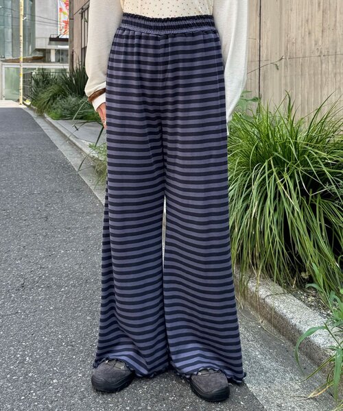 CIAOPANIC（チャオパニック）の「ハートポケットボーダーカットイージーパンツ（その他パンツ・レディース・ホワイト/パープル・ONE SIZE）」の3枚目の写真