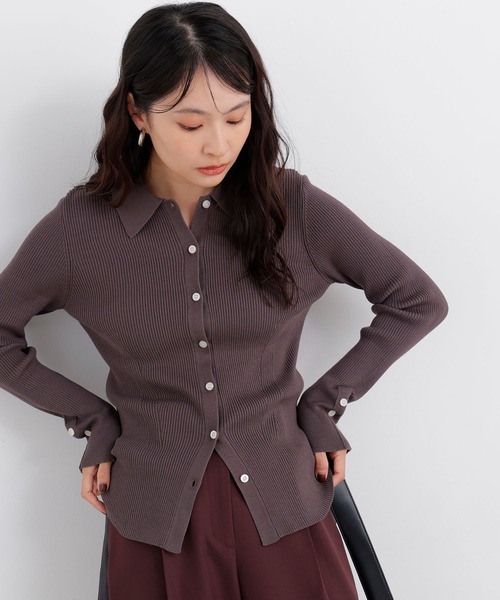 N.(N. Natural Beauty Basic)(エヌエヌナチュラルビューティーベーシック)の「ポロカラーリブニット(ニット/セーター・レディース・オフホワイト/ブルー/グリーン/チャコールグレー・フリ-)」の3枚目の写真