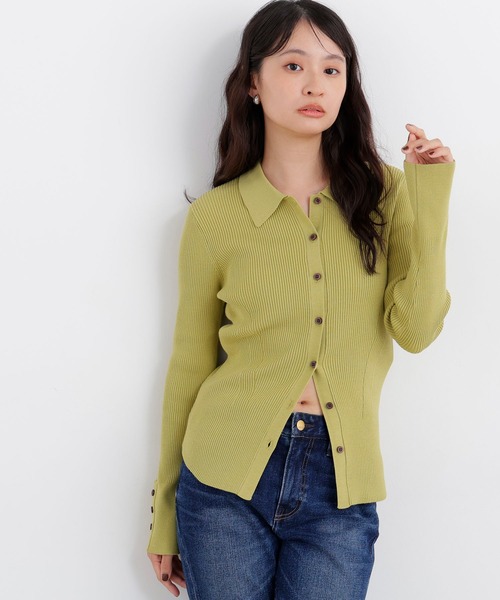N.(N. Natural Beauty Basic)(エヌエヌナチュラルビューティーベーシック)の「ポロカラーリブニット(ニット/セーター・レディース・オフホワイト/ブルー/グリーン/チャコールグレー・フリ-)」の4枚目の写真