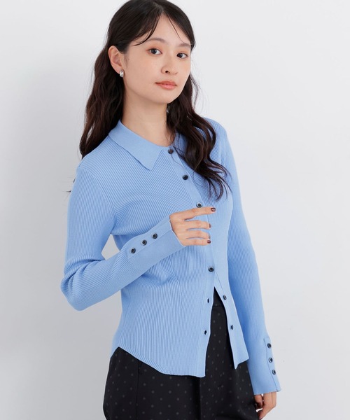 N.(N. Natural Beauty Basic)(エヌエヌナチュラルビューティーベーシック)の「ポロカラーリブニット(ニット/セーター・レディース・オフホワイト/ブルー/グリーン/チャコールグレー・フリ-)」の8枚目の写真