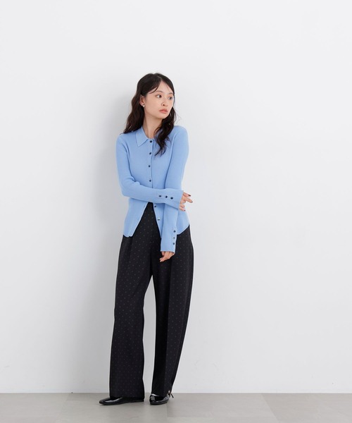 N.(N. Natural Beauty Basic)(エヌエヌナチュラルビューティーベーシック)の「ポロカラーリブニット(ニット/セーター・レディース・オフホワイト/ブルー/グリーン/チャコールグレー・フリ-)」の9枚目の写真