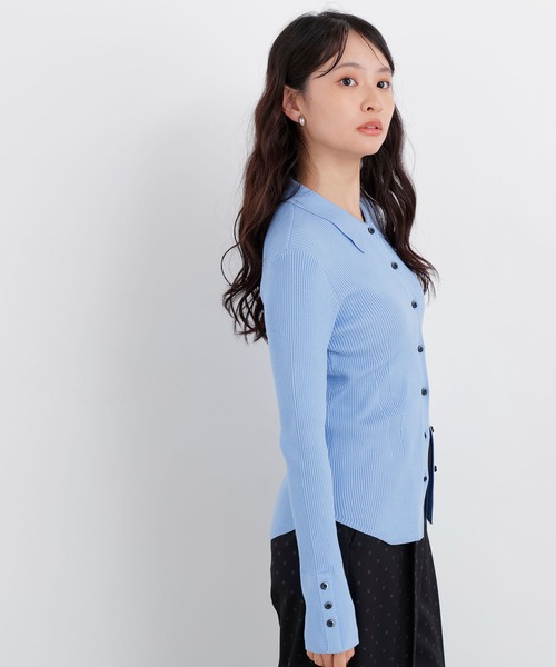 N.(N. Natural Beauty Basic)(エヌエヌナチュラルビューティーベーシック)の「ポロカラーリブニット(ニット/セーター・レディース・オフホワイト/ブルー/グリーン/チャコールグレー・フリ-)」の10枚目の写真