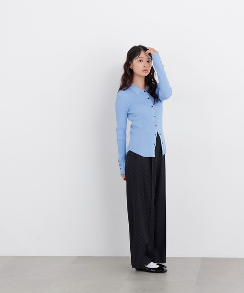 N.(N. Natural Beauty Basic)(エヌエヌナチュラルビューティーベーシック)の「ポロカラーリブニット(ニット/セーター・レディース・オフホワイト/ブルー/グリーン/チャコールグレー・フリ-)」の12枚目の写真