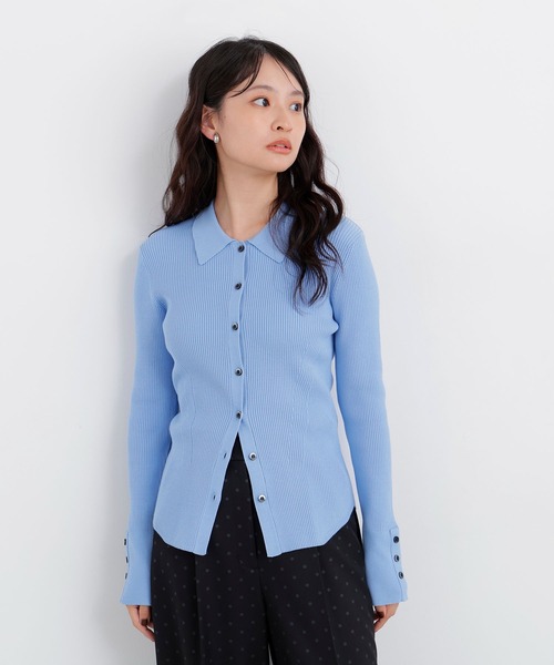 N.(N. Natural Beauty Basic)(エヌエヌナチュラルビューティーベーシック)の「ポロカラーリブニット(ニット/セーター・レディース・オフホワイト/ブルー/グリーン/チャコールグレー・フリ-)」の5枚目の写真