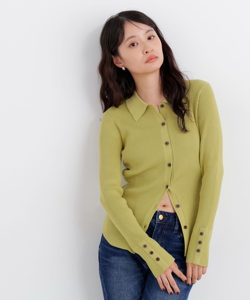 N.(N. Natural Beauty Basic)(エヌエヌナチュラルビューティーベーシック)の「ポロカラーリブニット(ニット/セーター・レディース・オフホワイト/ブルー/グリーン/チャコールグレー・フリ-)」の22枚目の写真