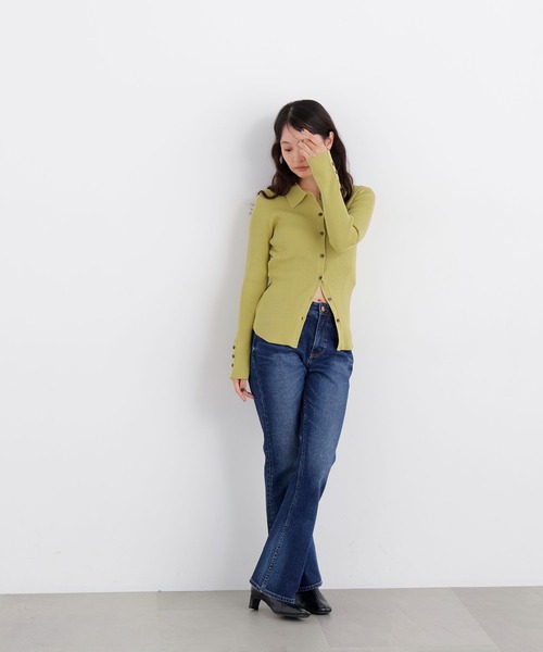 N.(N. Natural Beauty Basic)(エヌエヌナチュラルビューティーベーシック)の「ポロカラーリブニット(ニット/セーター・レディース・オフホワイト/ブルー/グリーン/チャコールグレー・フリ-)」の15枚目の写真