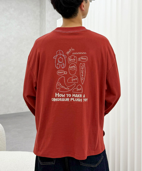 DOUBLE NAME(ダブルネーム)の「ぬいを縫いたい恐竜刺しゅうロンTEE(Tシャツ/カットソー・レディース・オフホワイト/レッド/ブラック系・FREE)」の11枚目の写真