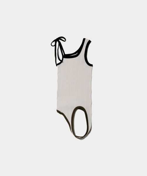beautiful people(ビューティフルピープル)の「double-end suvin compact rib tank top(タンクトップ・レディース・ミント/アイボリー・36/38)」の2枚目の写真