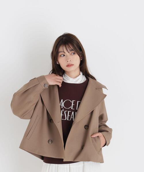 NATURAL BEAUTY BASIC(ナチュラルビューティーベーシック)の「<ちょうど、いい服>「おはよう」から「おつかれさま」まで。 毎日ハーフトレンチ(トレンチコート・レディース・ネイビー/ブラウン/ベージュ・SMALL/MEDIUM/LARGE)」の1枚目の写真