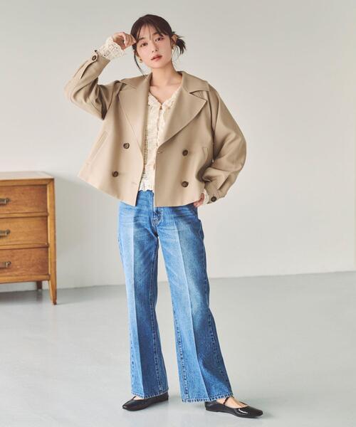 NATURAL BEAUTY BASIC(ナチュラルビューティーベーシック)の「<ちょうど、いい服>「おはよう」から「おつかれさま」まで。 毎日ハーフトレンチ(トレンチコート・レディース・ネイビー/ブラウン/ベージュ・SMALL/MEDIUM/LARGE)」の6枚目の写真