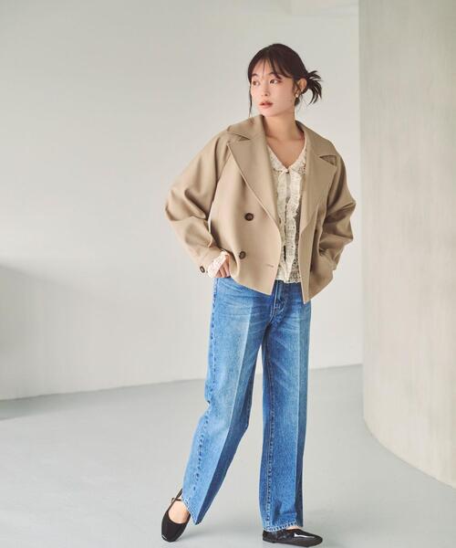 NATURAL BEAUTY BASIC(ナチュラルビューティーベーシック)の「<ちょうど、いい服>「おはよう」から「おつかれさま」まで。 毎日ハーフトレンチ(トレンチコート・レディース・ネイビー/ブラウン/ベージュ・SMALL/MEDIUM/LARGE)」の8枚目の写真