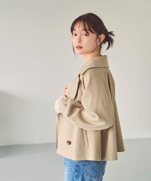 NATURAL BEAUTY BASIC(ナチュラルビューティーベーシック)の「<ちょうど、いい服>「おはよう」から「おつかれさま」まで。 毎日ハーフトレンチ(トレンチコート・レディース・ネイビー/ブラウン/ベージュ・SMALL/MEDIUM/LARGE)」の9枚目の写真