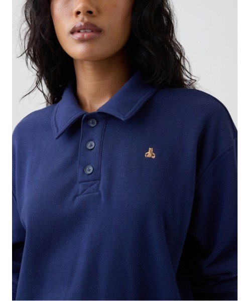 GAP(ギャップ)の「リラックスフィット クロップド ポロ スウェットシャツ(スウェット・レディース・ブルー/ホワイト・XXS/XL/L/M/S/XS)」の4枚目の写真